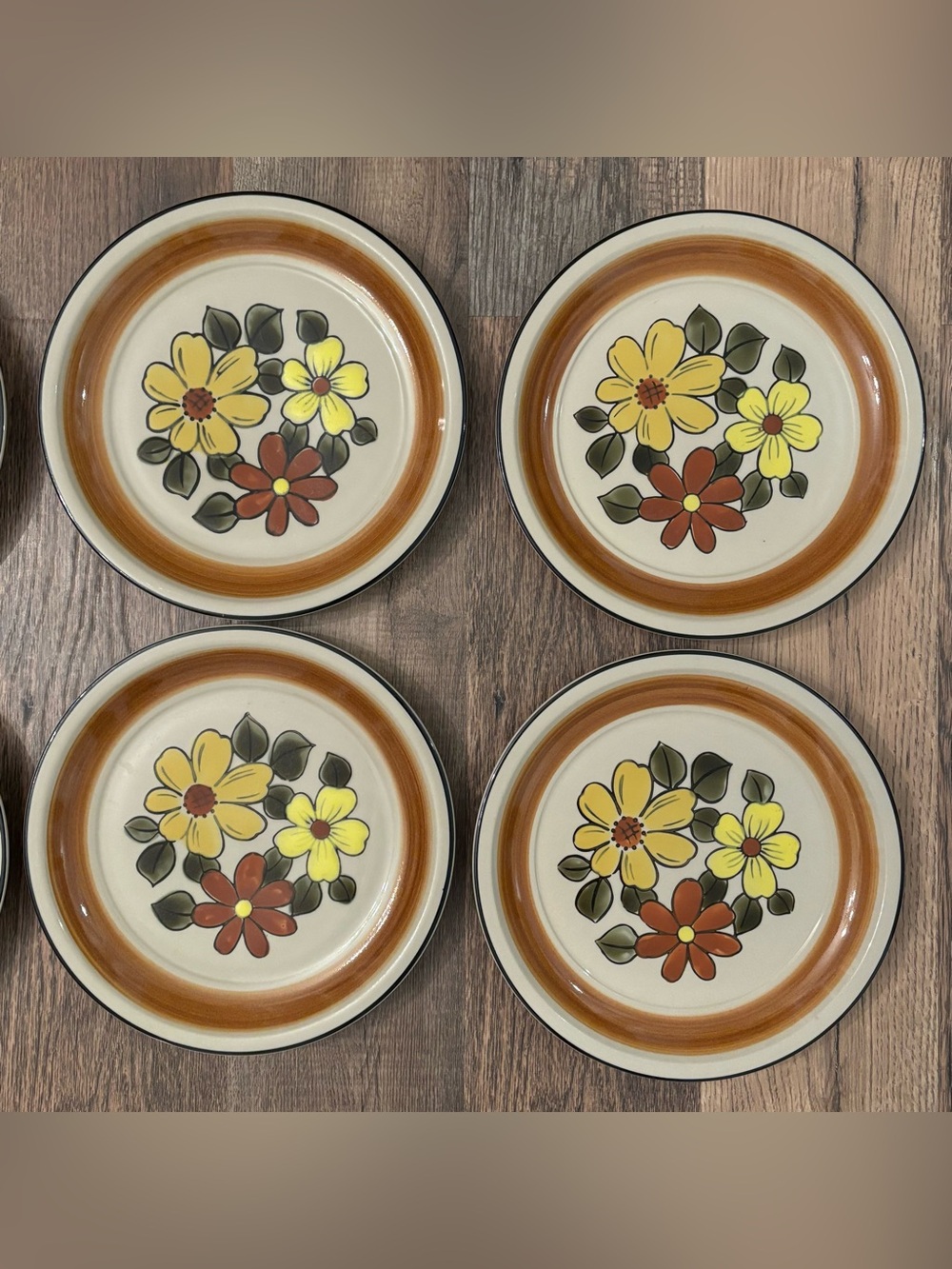 VTG 1970's JC Penney Daisy Vale Stoneware 10.75" Plates 4 Retro‎ Japan Cottage